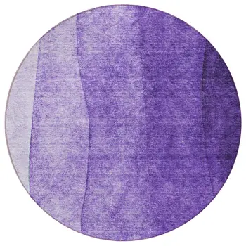 8' Purple Lilac And Lavender Round Ombre Washable Indoor Outdoor Area Rug