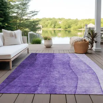 8' X 10' Purple Lilac And Lavender Ombre Washable Indoor Outdoor Area Rug
