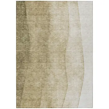 5' X 8' Taupe Beige And Ivory Ombre Washable Indoor Outdoor Area Rug