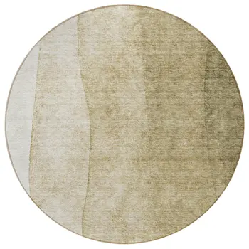 8' Taupe Beige And Ivory Round Ombre Washable Indoor Outdoor Area Rug