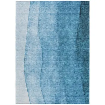 3' X 5' Teal Blue Aqua And Turquoise Ombre Washable Indoor Outdoor Area Rug