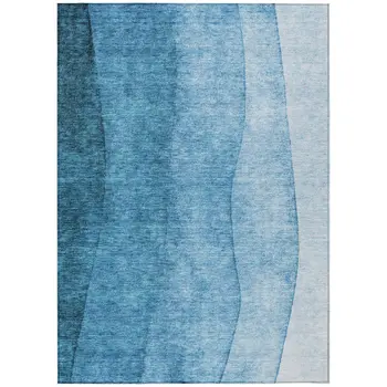 3' X 5' Teal Blue Aqua And Turquoise Ombre Washable Indoor Outdoor Area Rug