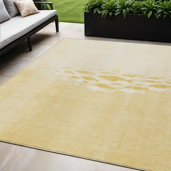 5' X 8' Gold Yellow And Wheat Nautical Washable Indoor Outdoor Area Rug