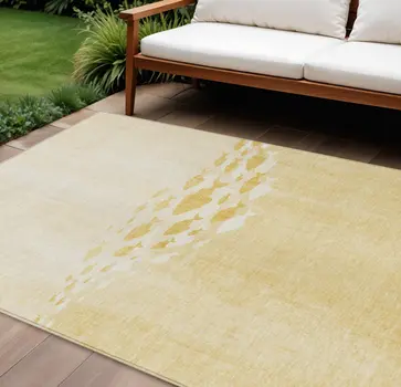 10' X 14' Gold Yellow And Wheat Nautical Washable Indoor Outdoor Area Rug