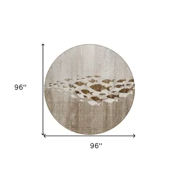 8' Taupe Brown And Khaki Round Nautical Washable Indoor Outdoor Area Rug