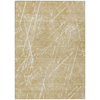 8' X 10' Beige And Ivory Abstract Washable Indoor Outdoor Area Rug
