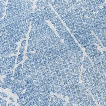 8' Blue And Ivory Round Abstract Washable Indoor Outdoor Area Rug