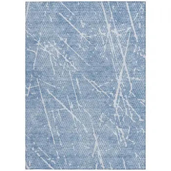 8' X 10' Blue And Ivory Abstract Washable Indoor Outdoor Area Rug