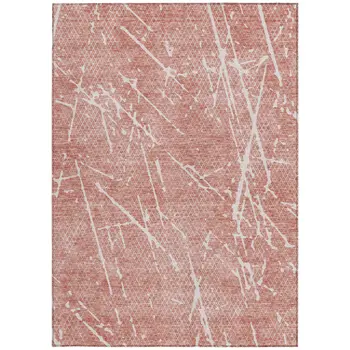 3' X 5' Blush And Ivory Abstract Washable Indoor Outdoor Area Rug