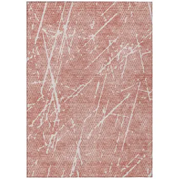5' X 8' Blush And Ivory Abstract Washable Indoor Outdoor Area Rug