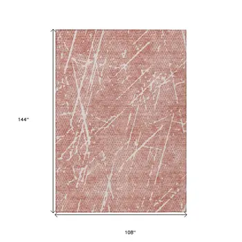 9' X 12' Blush And Ivory Abstract Washable Indoor Outdoor Area Rug