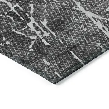 3' X 5' Charcoal Ivory And Gray Abstract Washable Indoor Outdoor Area Rug