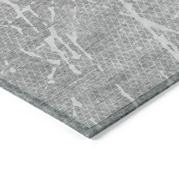 5' X 8' Gray Ivory And Silver Abstract Washable Indoor Outdoor Area Rug