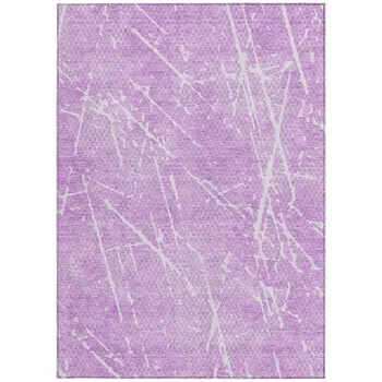 5' X 8' Lilac And Ivory Abstract Washable Indoor Outdoor Area Rug