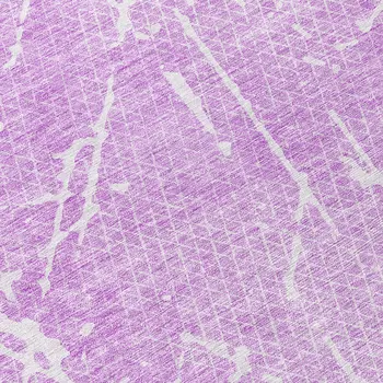 9' X 12' Lilac And Ivory Abstract Washable Indoor Outdoor Area Rug