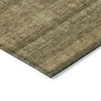 10' X 14' Brown Beige And Chocolate Striped Washable Indoor Outdoor Area Rug