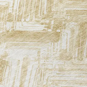 10' X 14' Beige Tan And Ivory Geometric Washable Indoor Outdoor Area Rug
