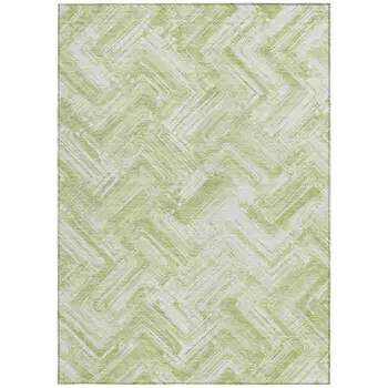 10' X 14' Green And Ivory Geometric Washable Indoor Outdoor Area Rug