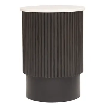 25" Black And White Solid Wood End Table