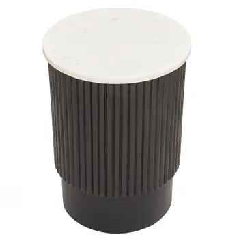 25" Black And White Solid Wood End Table