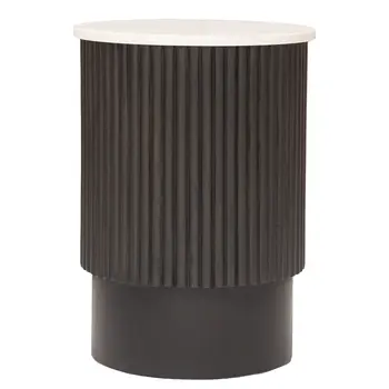 25" Black And White Solid Wood End Table