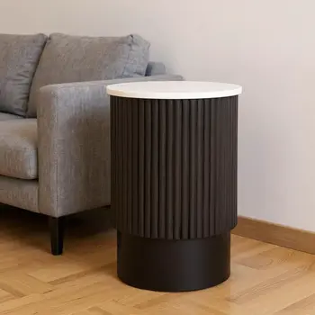 25" Black And White Solid Wood End Table
