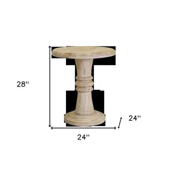 28" Brown Solid Wood End Table