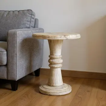 28" Brown Solid Wood End Table