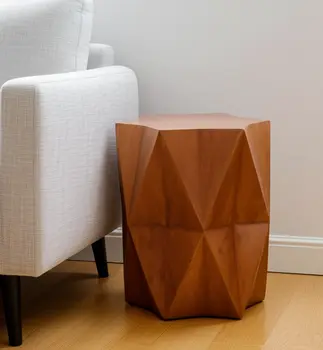 24" Brown Solid Wood End Table