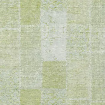 3' X 5' Artichoke Green And Ivory Patchwork Washable Indoor Outdoor Area Rug