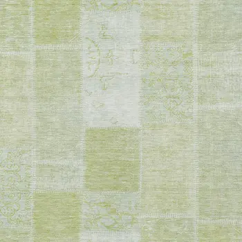 8' X 10' Artichoke Green And Ivory Patchwork Washable Indoor Outdoor Area Rug