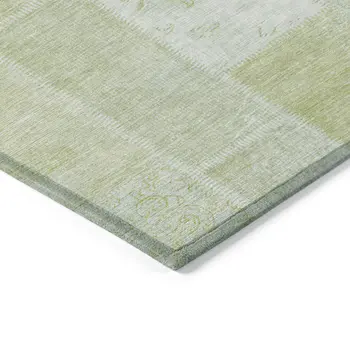 10' X 14' Artichoke Green And Ivory Patchwork Washable Indoor Outdoor Area Rug