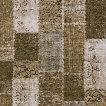 8' X 10' Brown And Ivory Patchwork Washable Indoor Outdoor Area Rug