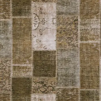 10' X 14' Brown And Ivory Patchwork Washable Indoor Outdoor Area Rug