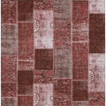 10' X 14' Burgundy Merlot And Blush Patchwork Washable Indoor Outdoor Area Rug