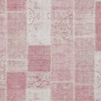 3' X 5' Pink Blush And Ivory Patchwork Washable Indoor Outdoor Area Rug