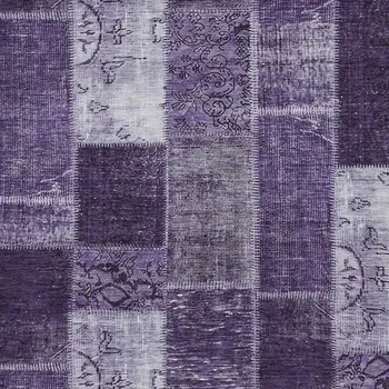 9' X 12' Purple Eggplant And Lavender Patchwork Washable Indoor Outdoor Area Rug