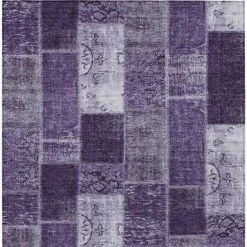 10' X 14' Purple Eggplant And Lavender Patchwork Washable Indoor Outdoor Area Rug