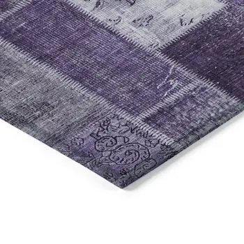 10' X 14' Purple Eggplant And Lavender Patchwork Washable Indoor Outdoor Area Rug