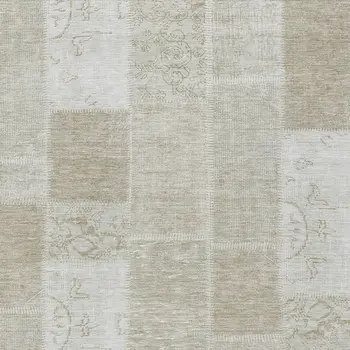 3' X 5' Taupe Beige And Tan Patchwork Washable Indoor Outdoor Area Rug