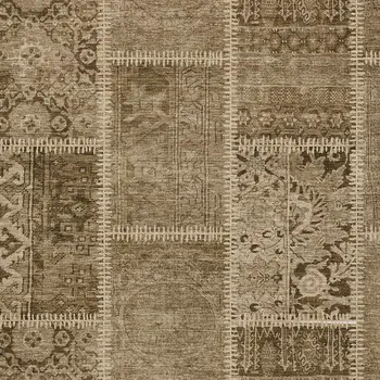 5' X 8' Brown And Beige Patchwork Washable Indoor Outdoor Area Rug