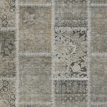 3' X 5' Taupe Beige And Tan Patchwork Washable Indoor Outdoor Area Rug