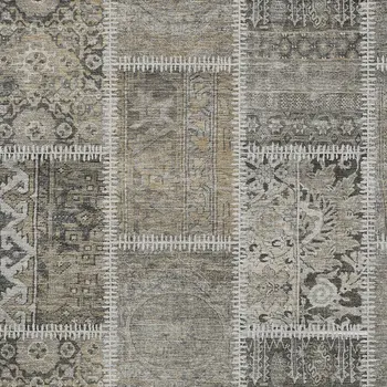 8' X 10' Taupe Beige And Tan Patchwork Washable Indoor Outdoor Area Rug