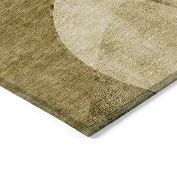 9' X 12' Brown Beige And Ivory Abstract Washable Indoor Outdoor Area Rug