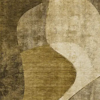 9' X 12' Brown Beige And Ivory Abstract Washable Indoor Outdoor Area Rug