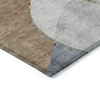 10' X 14' Gray Charcoal And Brown Abstract Washable Indoor Outdoor Area Rug