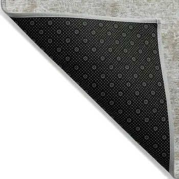 9' X 12' Beige Tan And Gray Floral Washable Indoor Outdoor Area Rug