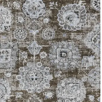 3' X 5' Chocolate And Blue Floral Washable Indoor Outdoor Area Rug