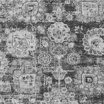 3' X 5' Gray Charcoal And Silver Floral Washable Indoor Outdoor Area Rug