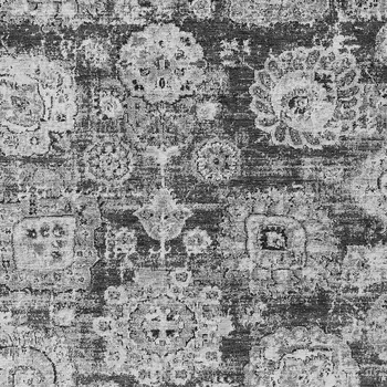 8' X 10' Gray Charcoal And Silver Floral Washable Indoor Outdoor Area Rug